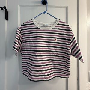Champion Purple and Black Striped Crop Top